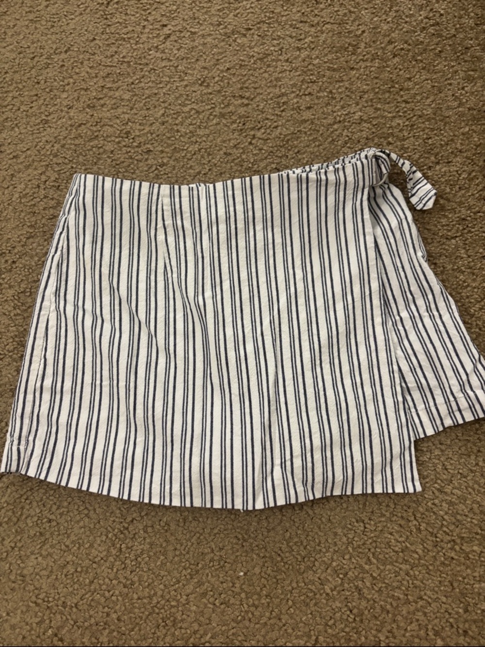 Striped Wrap Mini Skort in White and Navy